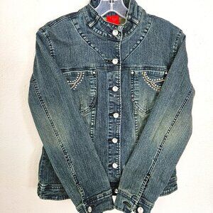 Very Vera Embellished Women's Y2K Jean Jacket Size LP
